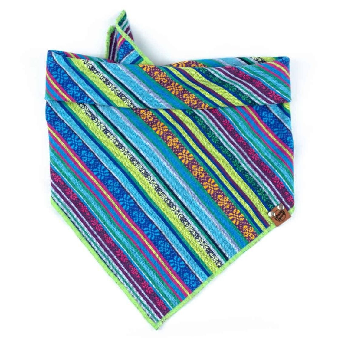 Green, Light Blue Purple, Yellow Guatemala geometric Fabric Dog Bandana