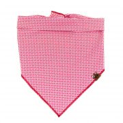 Light pink dog bandana with red mini hearts