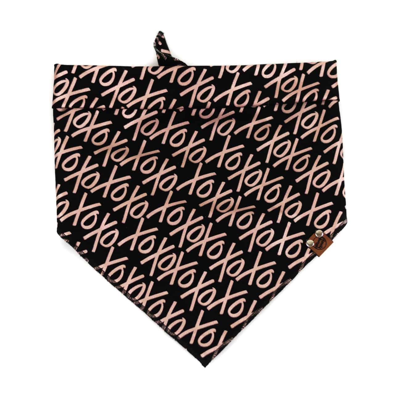 xoxo rose gold pattern on black dog bandana