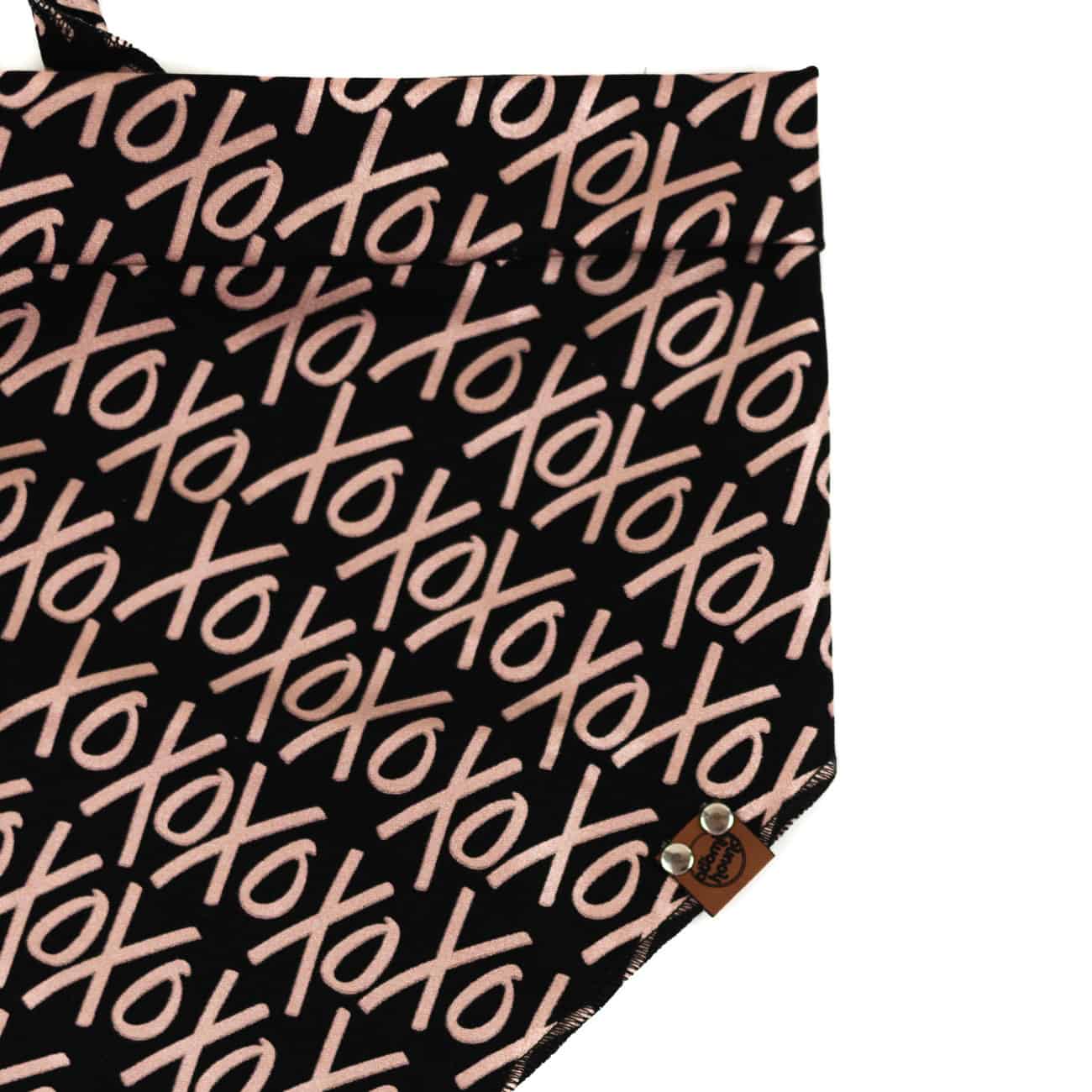 xoxo rose gold pattern on black backround dog bandana