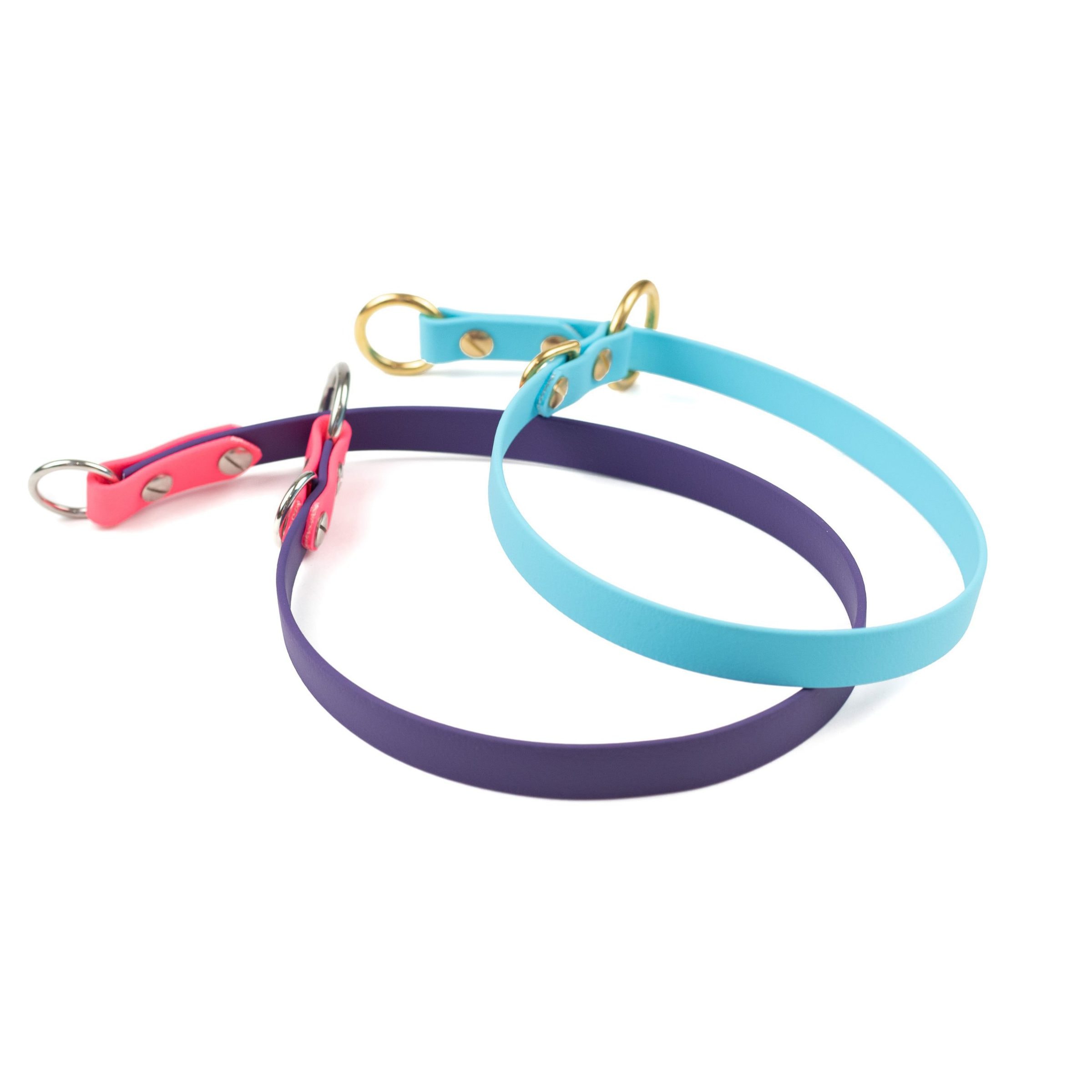 Sky blue and purple and pink slip collar