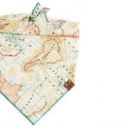 Tan, teal and pink map dog bandana