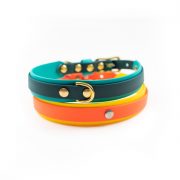 Two multicolor biothane double layer dog collars