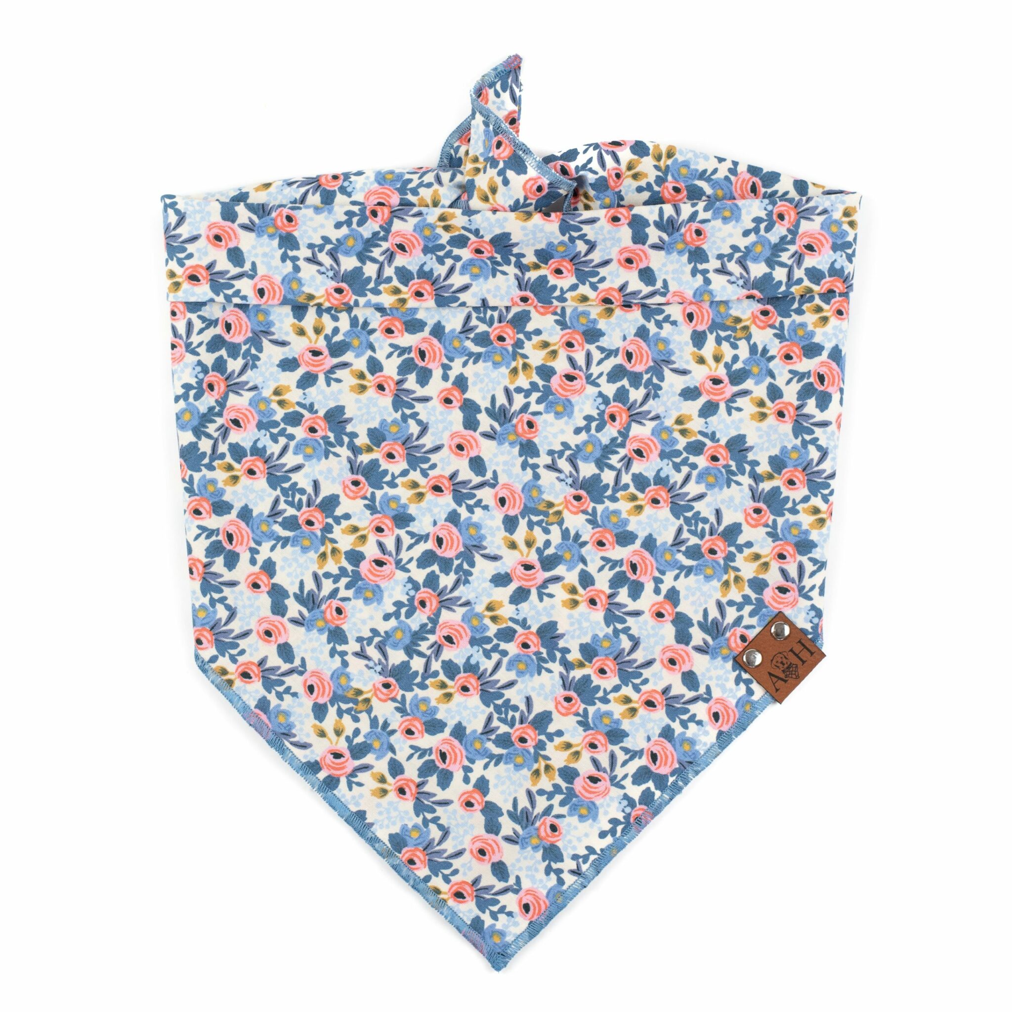 Fluer Dog Bandana with floral pattern in lavender pink and blue tones