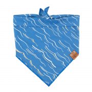 Ripple Dog Bandana with metallic silver and gold waves and blue background